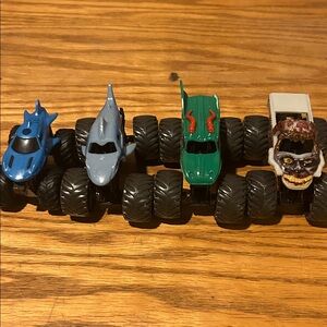 Monster Truck Toy Set - Blue, Gray, Green, and White